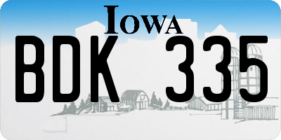 IA license plate BDK335