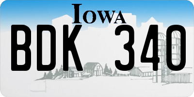 IA license plate BDK340