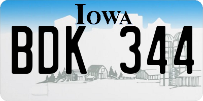 IA license plate BDK344