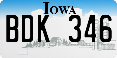 IA license plate BDK346