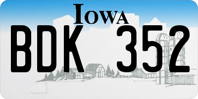 IA license plate BDK352