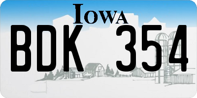IA license plate BDK354