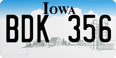 IA license plate BDK356