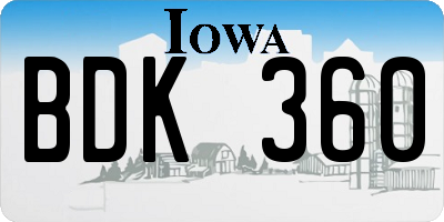 IA license plate BDK360