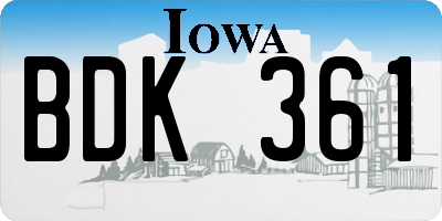 IA license plate BDK361