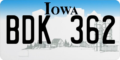 IA license plate BDK362
