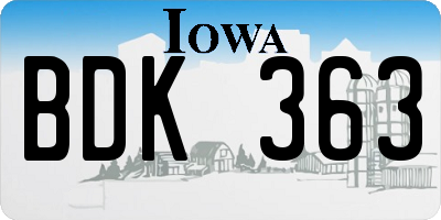 IA license plate BDK363