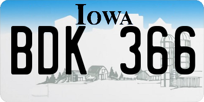 IA license plate BDK366