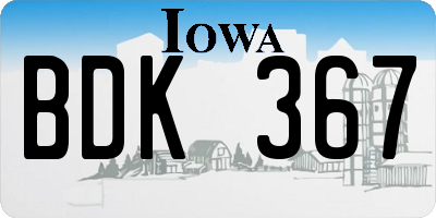 IA license plate BDK367
