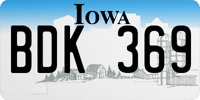IA license plate BDK369