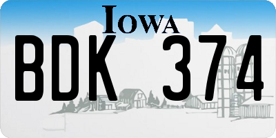 IA license plate BDK374
