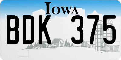 IA license plate BDK375