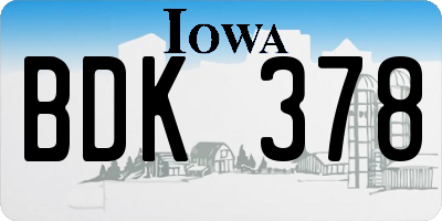 IA license plate BDK378