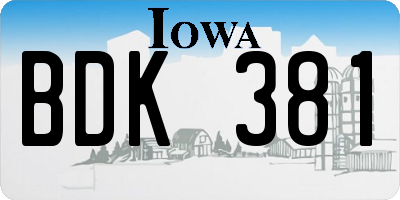 IA license plate BDK381