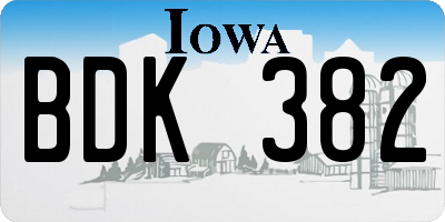 IA license plate BDK382