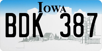 IA license plate BDK387