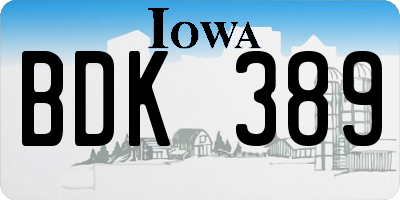 IA license plate BDK389