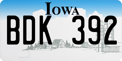 IA license plate BDK392