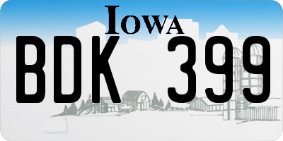 IA license plate BDK399