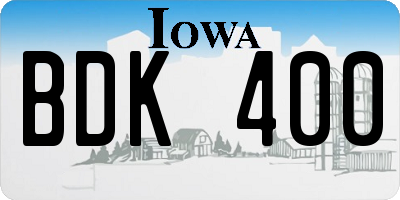 IA license plate BDK400