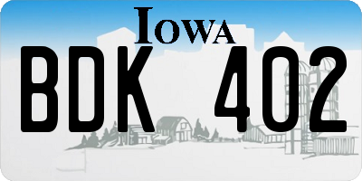 IA license plate BDK402