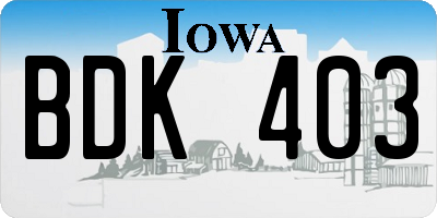 IA license plate BDK403