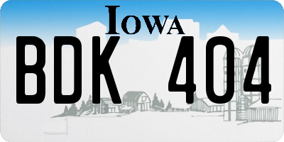 IA license plate BDK404