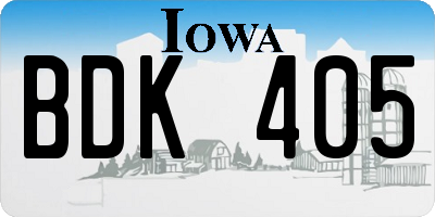IA license plate BDK405
