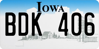 IA license plate BDK406
