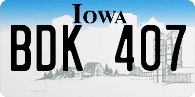 IA license plate BDK407