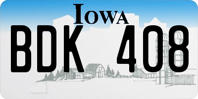 IA license plate BDK408