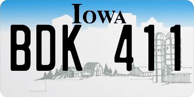 IA license plate BDK411