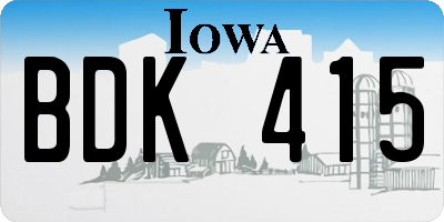 IA license plate BDK415