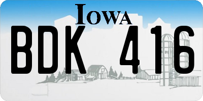 IA license plate BDK416