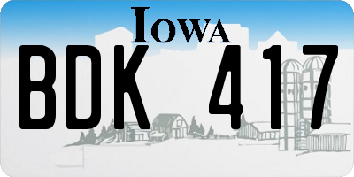 IA license plate BDK417