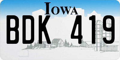 IA license plate BDK419