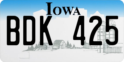 IA license plate BDK425