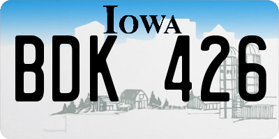 IA license plate BDK426