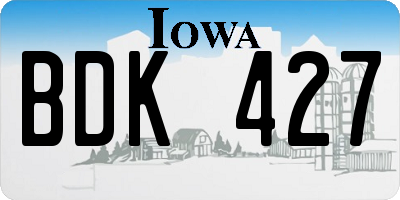 IA license plate BDK427