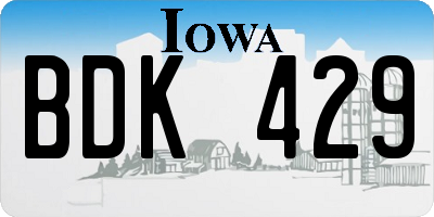 IA license plate BDK429