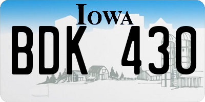 IA license plate BDK430