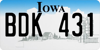 IA license plate BDK431