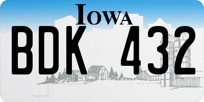 IA license plate BDK432