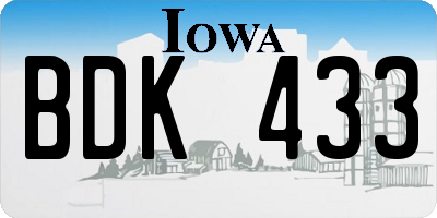 IA license plate BDK433