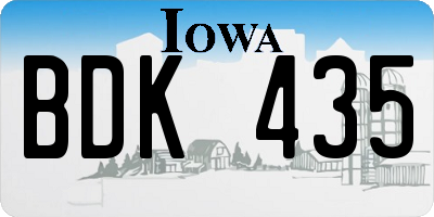 IA license plate BDK435
