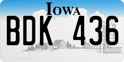 IA license plate BDK436