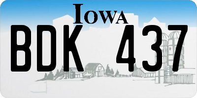 IA license plate BDK437
