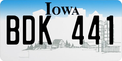 IA license plate BDK441