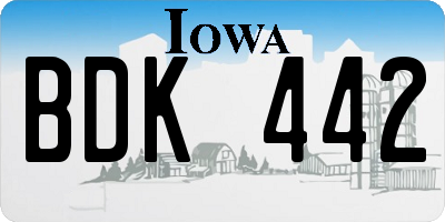 IA license plate BDK442