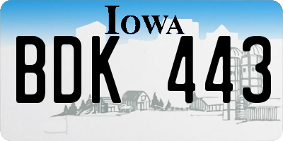 IA license plate BDK443
